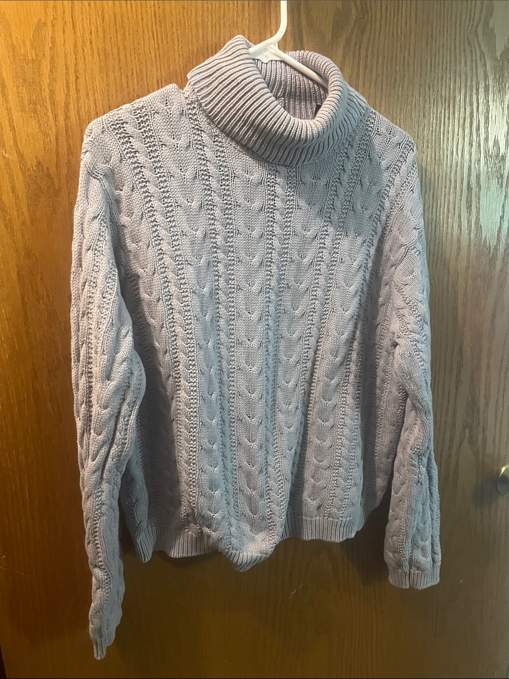 Scott Pastel Lavender Cable Turtleneck Sweater